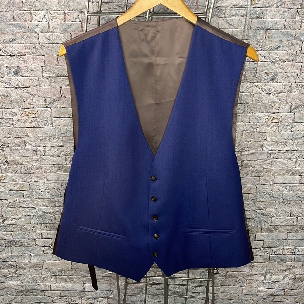 Suitsupply Ferrara INT Blue Wool Waistcoat Vest EU 58 US 48R Italy Luxury